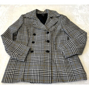 ALYX Women's Herringbone Jacket Coat Sz 14 Black White Yellow Double Breasted